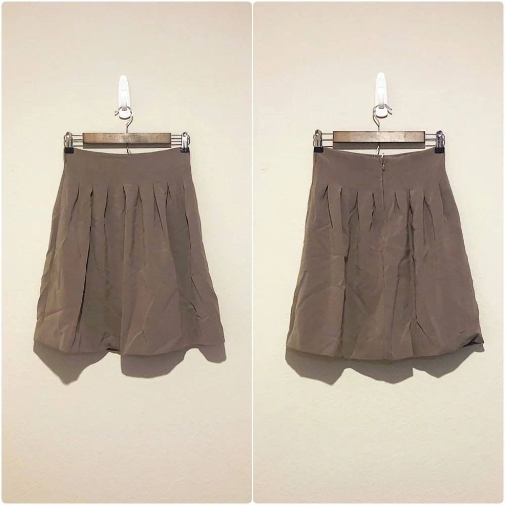 $10 CLEARANCE! H&M Taupe Circle A Line Pleat Midi Skirt - Picture 7 of 9